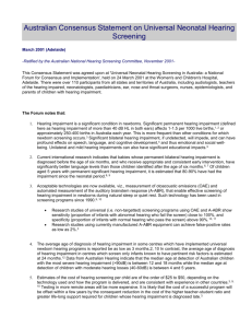 Australian Consensus Statement on Universal Neonatal Hearing