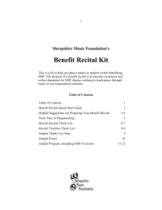Benefit Recital Kit - Shropshire Music Foundation