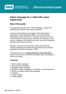 Infant massage for a child with vision impairment