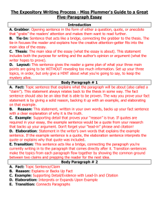 The Expository Writing Process - Miss Plummer`s Guide to a Great