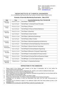 Schedule of Associate Membership Examination