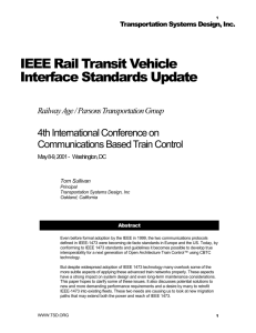 IEEE Rail Transit Vehicle Standards Update