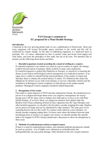 PAN Europe`s comment to EU proposal for a Plant Health Strategy