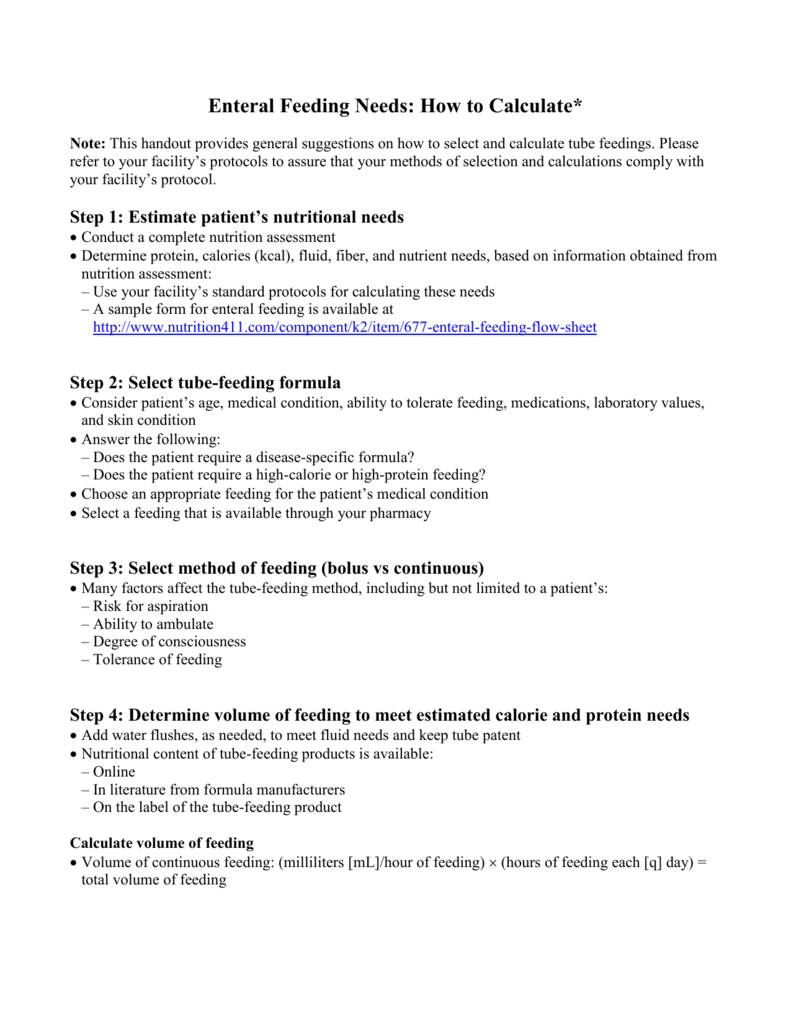 How To Calculate Enteral Nutrition Nutritionwalls