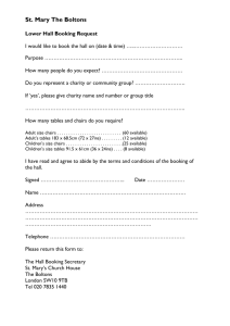 Church Hall Booking form
