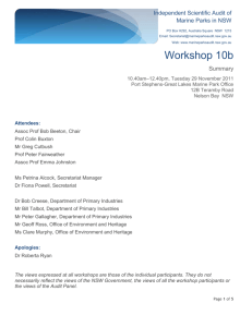 Workshop 10b summary - Independent Scientific Audit of Marine Parks