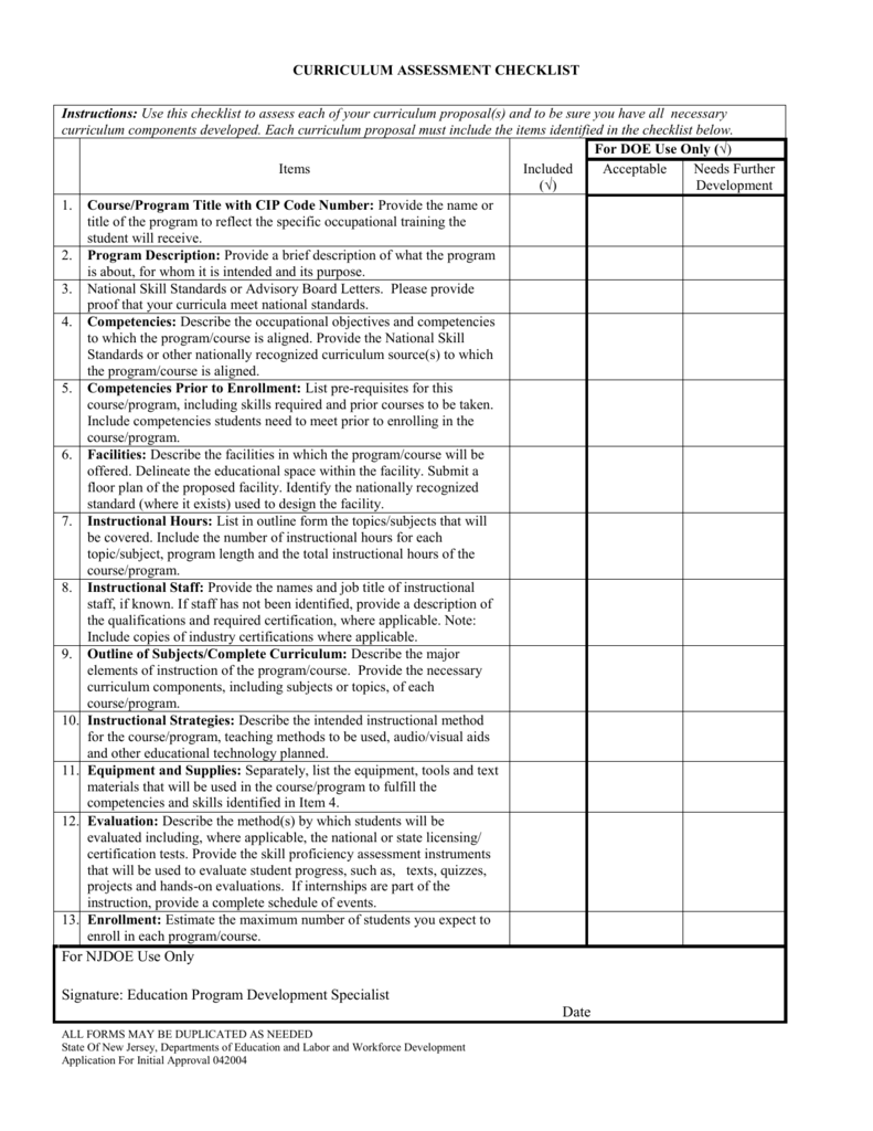 curriculum-assessment-checklist