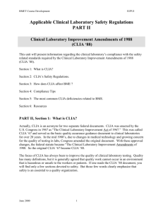 Applicable Clinical Laboratory Safety Regulations