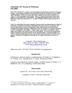 Chemistry 107: Survey of Chemistry