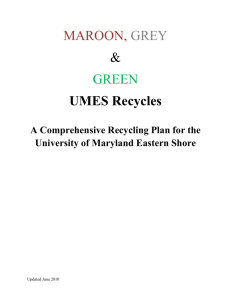 umes recycling plan - University of Maryland Eastern Shore