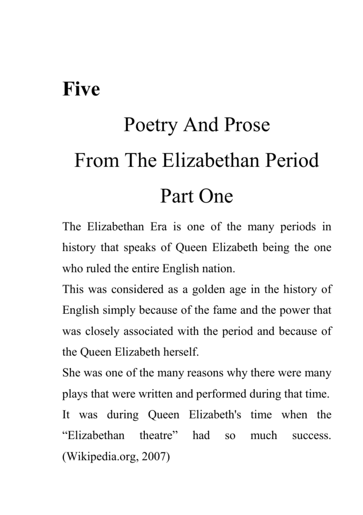 elizabethan poetry essay