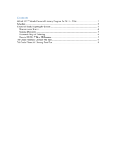 7th grade GEAR UP Financial Literacy Lessons for 2015-2016