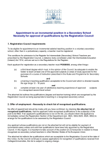 Registration as a Second Level Teacher