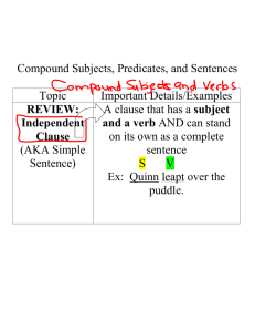 Compound Subjects, Predicates, and Sentences