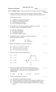 Math 1201 Unit 5 Test: Relations and Functions