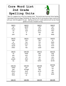 Core Word List2nd Grade Spelling Units