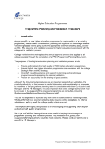 Programme Planning and Validation Procedure