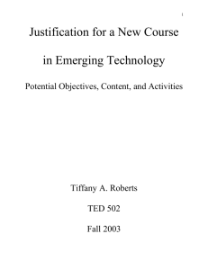 Justification for a New Course in "Emerging Technology
