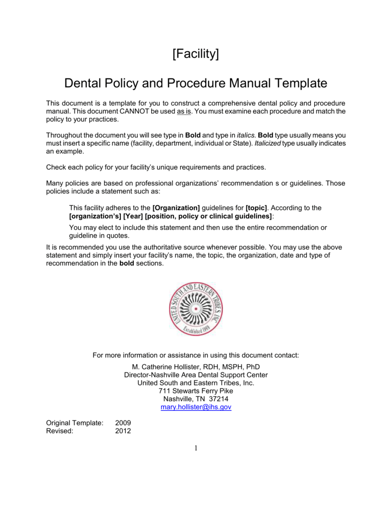 Dental Policy And Procedure Manual