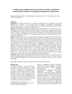 Antibacterial, antidiarrhoeal and cytotoxic activities of methanol