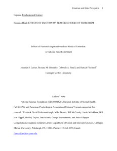 Risk Perceptions - Department of Social and Decision Sciences