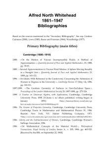 Alfred North Whitehead 1861–1947 Bibliographies