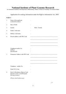 Application format- RTI Act 2005 - National Institute of Plant Genome