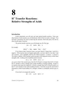 Exp. 8 Relative Strengths of Acids
