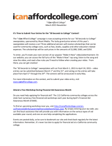 “I Can Afford College” March 2015 Newsletter It`s Time to Submit