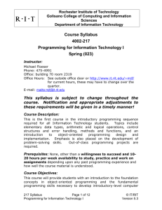 Course Syllabus: 4007-217 - Prof. Floeser