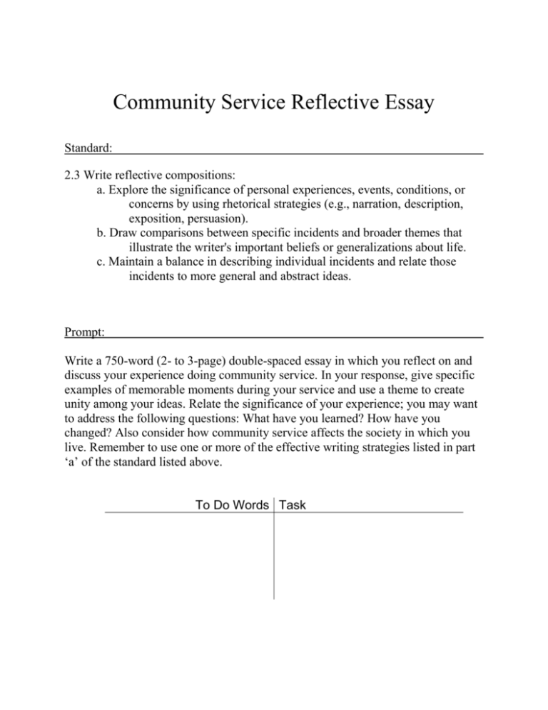 how to start a community service essay