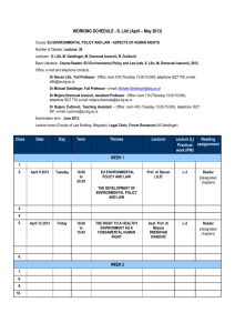 WORKING SCHEDULE - S. Lilić (April – May 2013) Course: EU