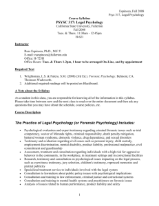 PSYC 317 Psychology and Law - California State University, Fullerton