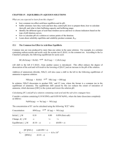 Chapter 15 Acid-Base Equilibrium and Buffers