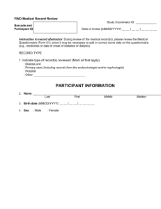 Medical Record Review - NIDDK Central Repository