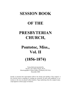 SESSION BOOK - The Presbytery of St. Andrew