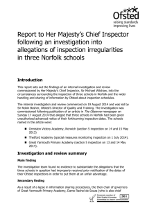 Report to HMCI following an investigation into allegations
