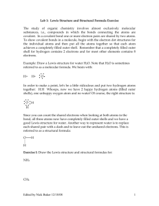 102 Lab l: Lewis Structure and Structural Formula Exercise