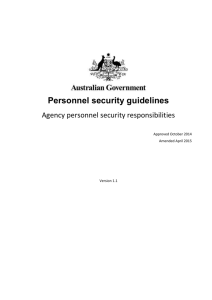 Personnel security guidelines - Protective Security Policy Framework