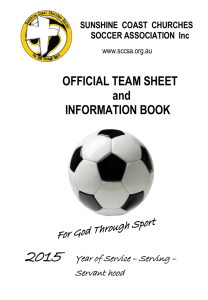 Team Sheet Book - Sunshine Coast Churches Soccer Association