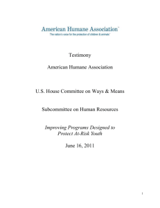 Ways and Means Testimony - American Humane Association