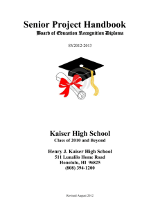 Senior Project Handbook - Henry J. Kaiser High School