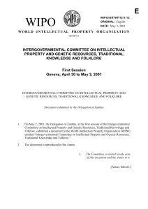 WIPO/GRTKF/IC/1/12: Intergovernmental Committee on Intellectual