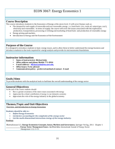 ECON 3067 - Energy Economics I