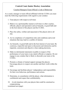 CCJHA Coaches,Managers,Officials Code of Conduct