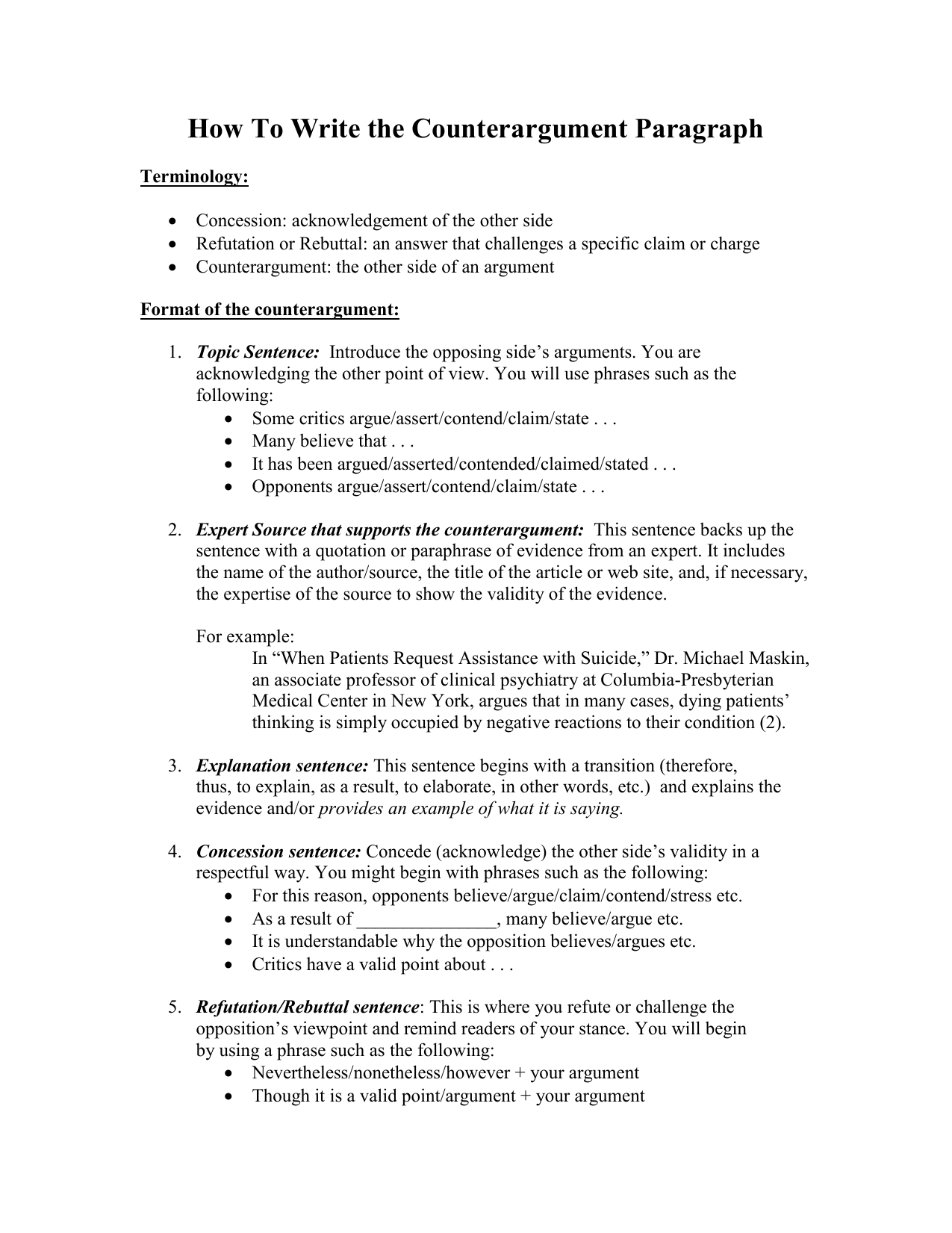 How To Write the Counter Argument Paragraph