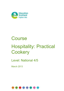 Course: Hospitality (Practical Cookery)