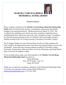 Martha Vorvick Berge Scholarship Donation Flyer