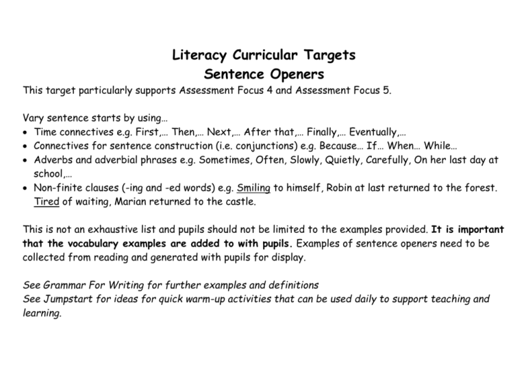 sentence-openers