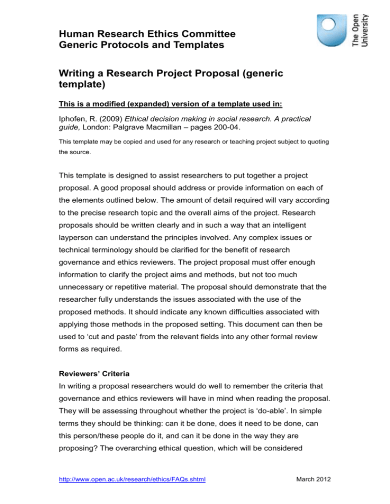 how to write project proposal for research